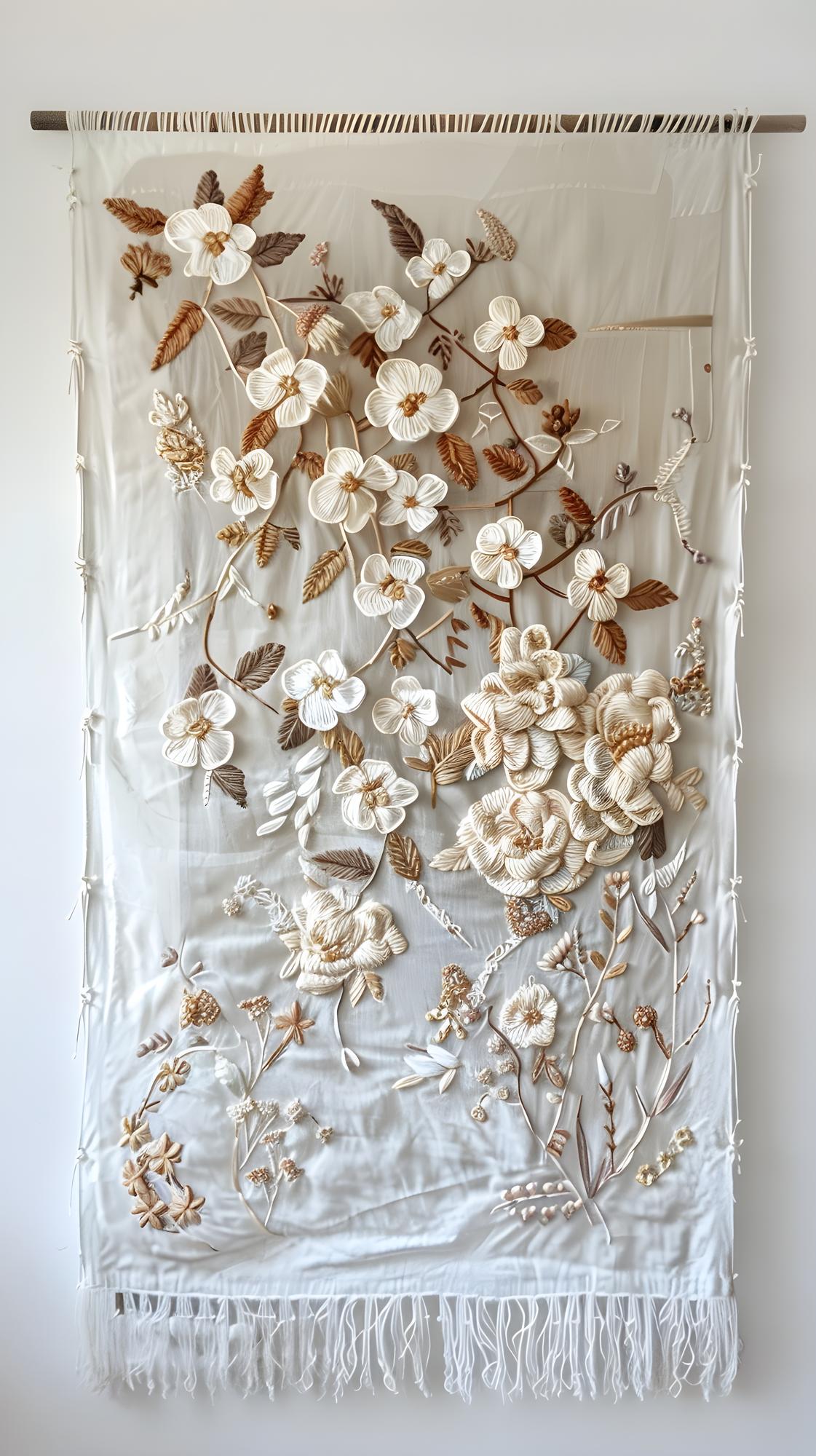 embroidered linen table runner detail